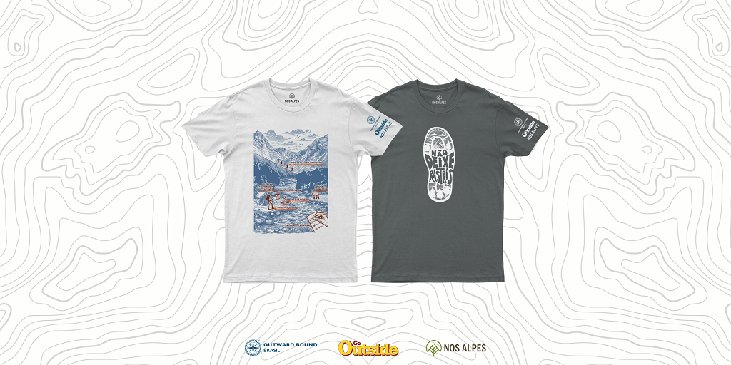 Camisetas Não Deixe Rastros: parceria com propósito entre a Outward Bound Brasil, Revista Go Outside e Nos Alpes 